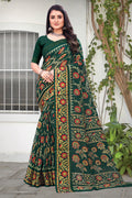 Forest Green Cotton Saree green cotton saree
