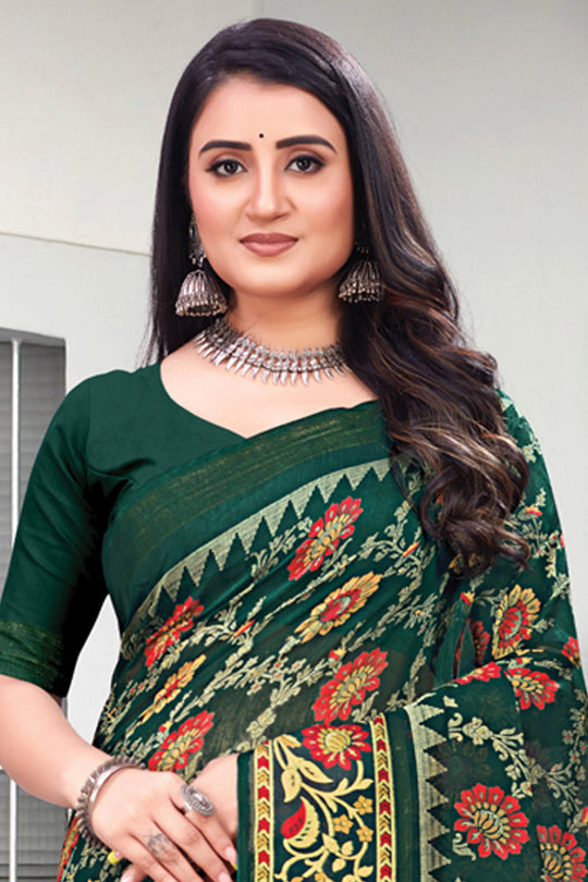 Forest Green Cotton Saree cotton saree