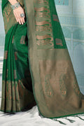 Forest Green Cotton Saree designer saree