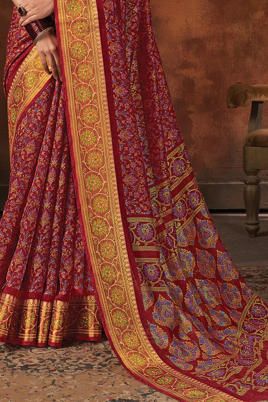 Freesia Red Cotton Saree red saree