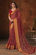 Freesia Red Cotton Saree cotton saree