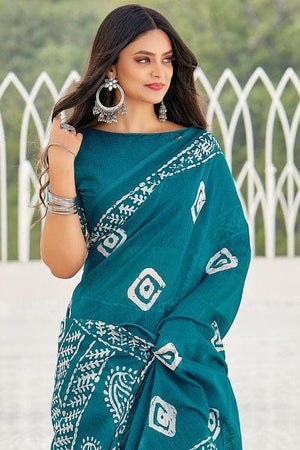 French Blue Cotton Saree