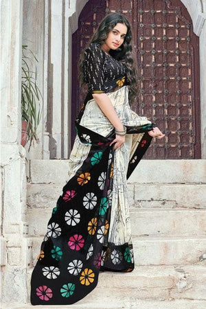 Frost White Cotton Saree