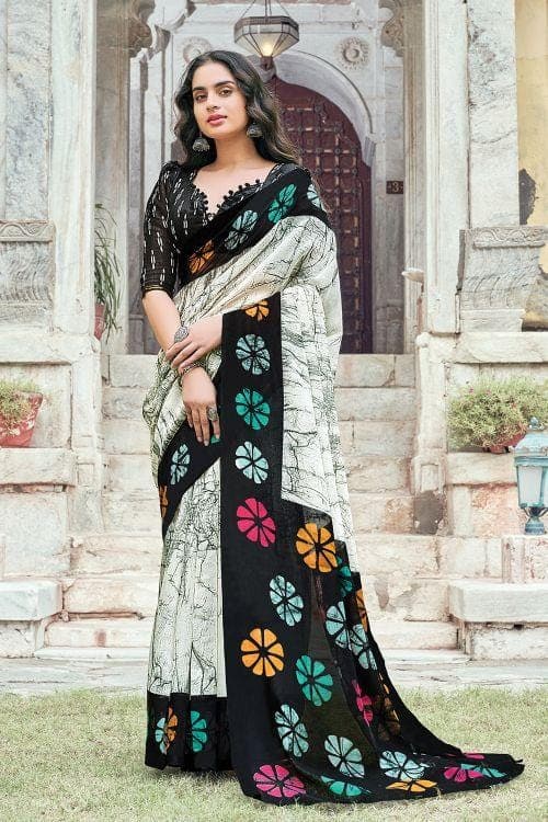 Frost White Cotton Saree cotton plant