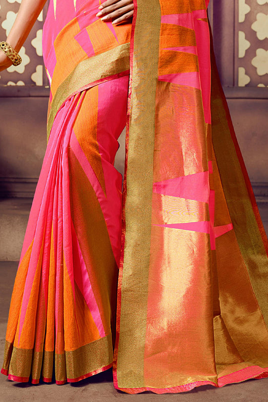 Fuschia Pink Cotton Saree designer saree