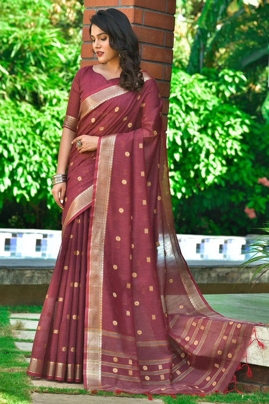Garnet Maroon Cotton Saree Cotton Saree Garnet Maroon Cotton Saree saree online