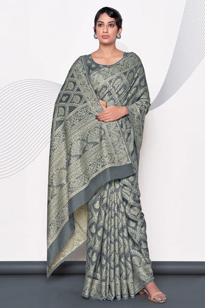 Gray Cotton Saree