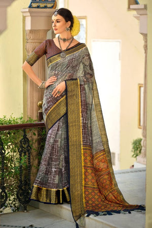 Gray Cotton Saree