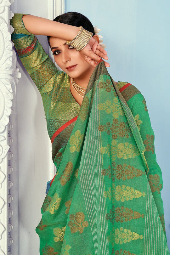 Green Cotton Saree Cotton Saree Green Cotton Saree saree online