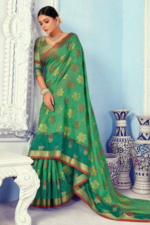 Green Cotton Saree