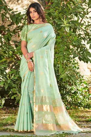 Green Cotton Saree