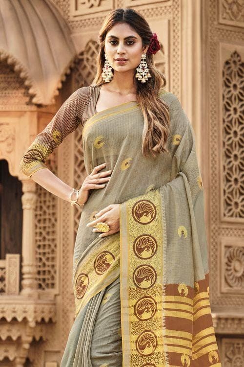 Harbour Grey Cotton Saree cotton sarees online