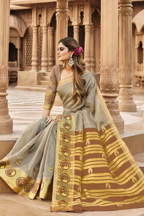 Harbour Grey Cotton Saree cotton saree