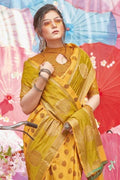 Honey Yellow Chanderi Cotton Saree chanderi cotton saree