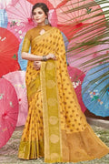 Honey Yellow Chanderi Cotton Saree cotton saree design