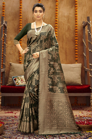 Hunter Green Cotton Saree