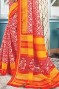 Imperial Red Cotton Saree fancy saree