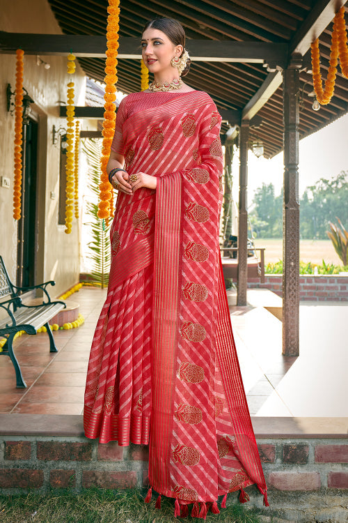 Imperial Red Cotton Saree red cotton saree