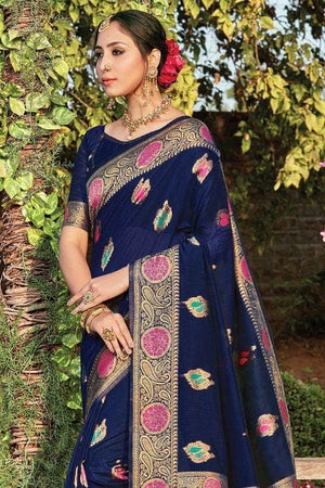 Indigo Blue Cotton Saree
