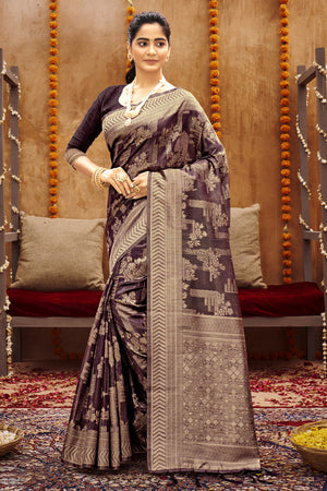 Indigo Purple Cotton Saree