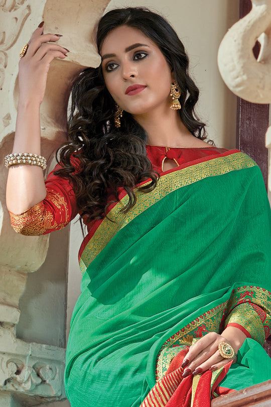 Jade Green Cotton Saree cotton saree