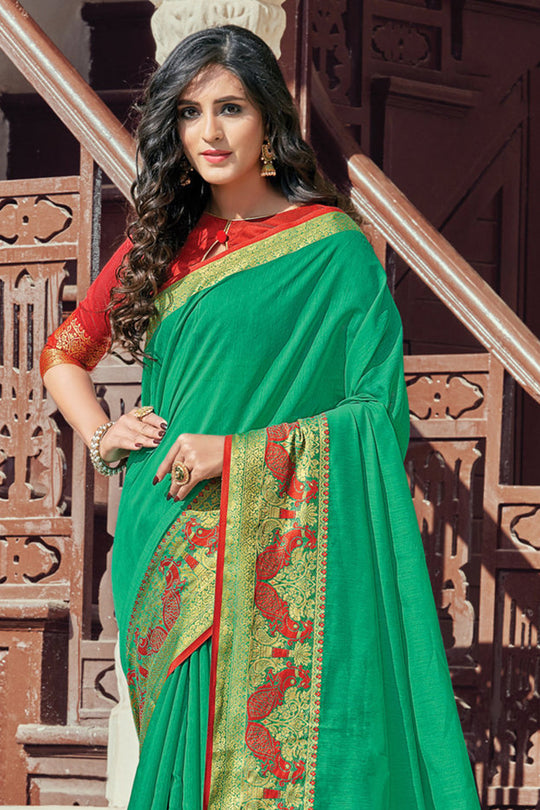Jade Green Cotton Saree fancy saree