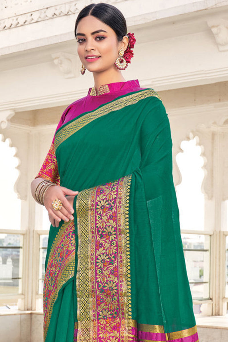 Jade Paradise I Neon Green Tissue Saree