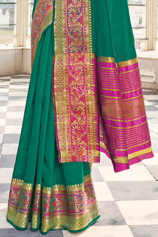 Jade Green Cotton Saree designer saree