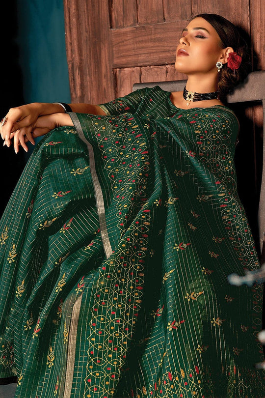 Juniper Green Cotton Saree Cotton Saree Juniper Green Cotton Saree saree online