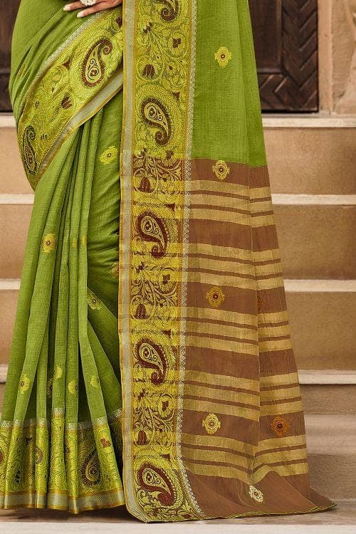 Kelly Green Cotton Saree cotton sarees online