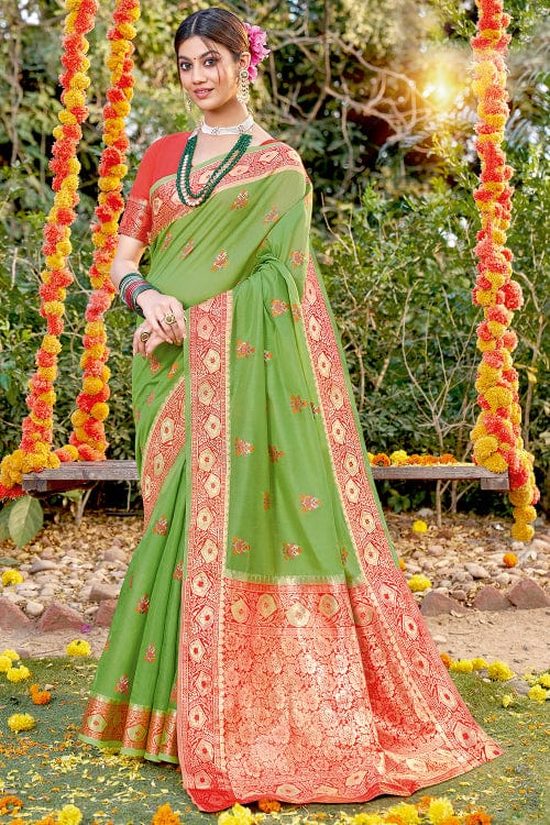 Lawn Green Cotton Saree green cotton saree