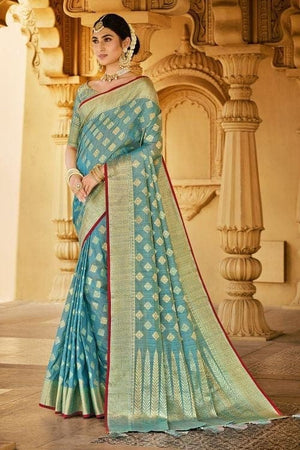 Light Blue Cotton Saree