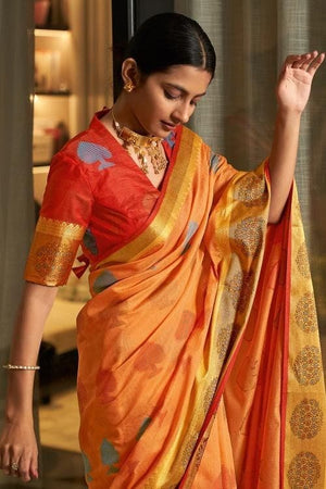 Light Orange Cotton Saree