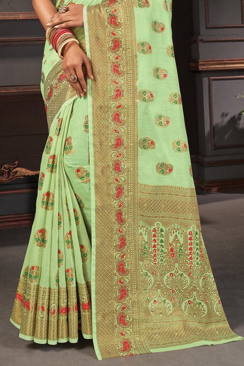 Lily Green Cotton Saree cotton saree price