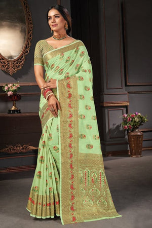 Lily Green Cotton Saree