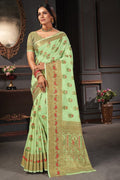Lily Green Cotton Saree green saree