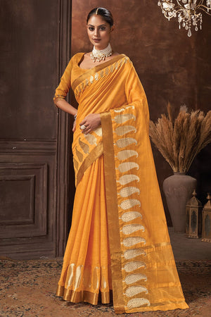 Lily Orange Cotton Saree
