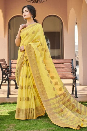 Lily Yellow Cotton Saree
