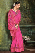 Magenta Pink Cotton Saree cotton saree look
