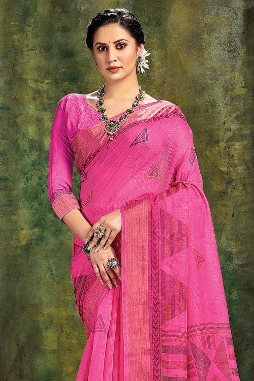 Magenta Pink Cotton Saree cotton saree