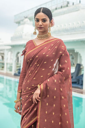 Maroon Red Cotton Saree