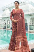 Maroon Red Cotton Saree cotton saree