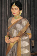 Metal Grey Cotton Saree cotton saree