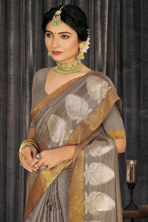 Metal Grey Cotton Saree cotton saree