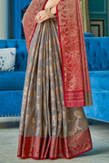Metal Grey Cotton Saree designer saree
