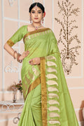 Mint Green Cotton Saree fancy saree