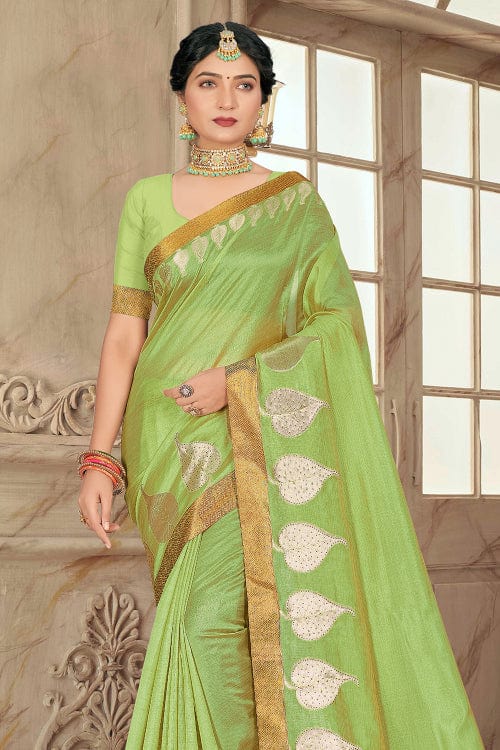Mint Green Cotton Saree fancy saree