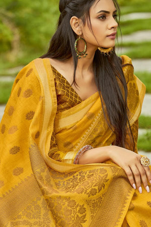 Cotton saree Mustard Yellow Cotton Saree saree online