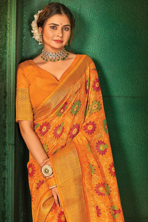yellow cotton saree