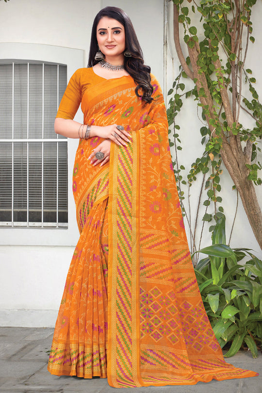 Mustard Yellow Cotton Saree Mustard Yellow Cotton Saree
